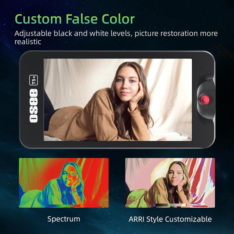 osee T5+ 5.5 Inch 1000nits Camera Monitor, Customizable False Color Field Monitor, HDR 4K HDMI Input 8 MySets Preview Workflow DSLR Monitor, Peaking Focus Assist, 3D Lut (Battery Not Included) - Image 3